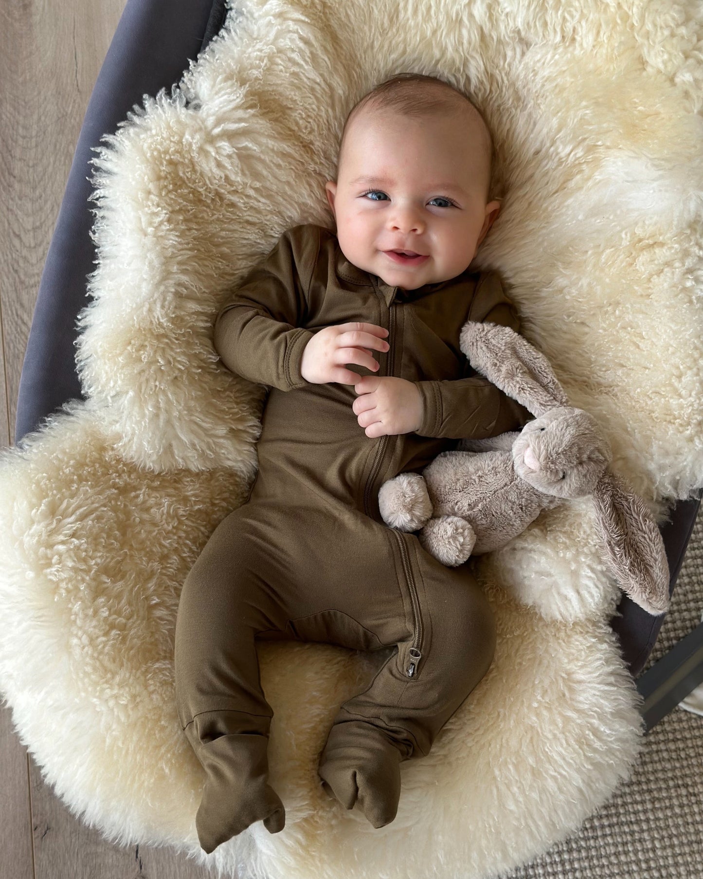 Bamboo Long-Sleeve Growsuit (Khaki)
