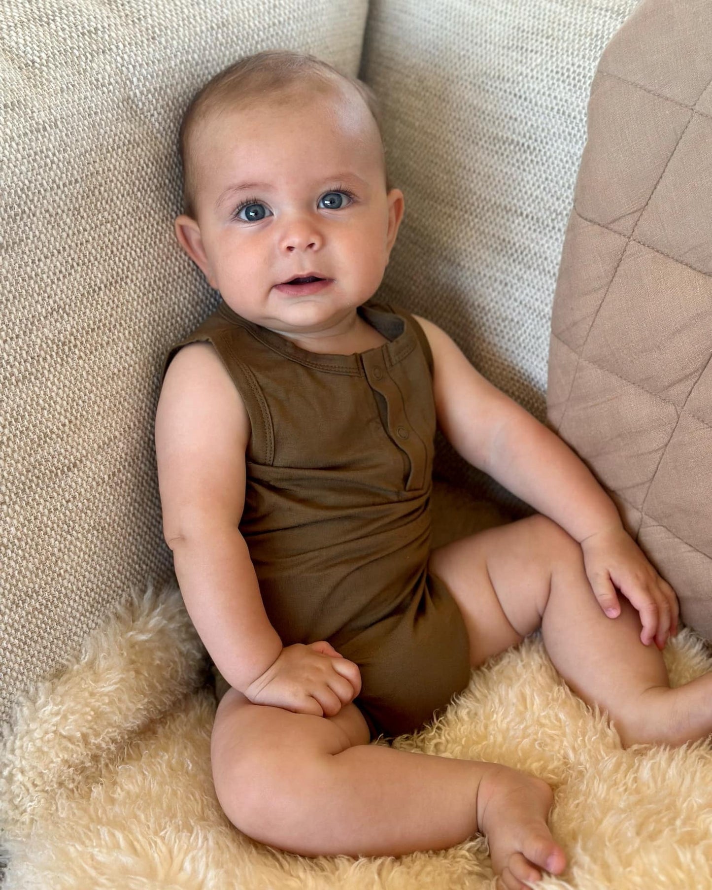 Bamboo Sleeveless Romper (Khaki)