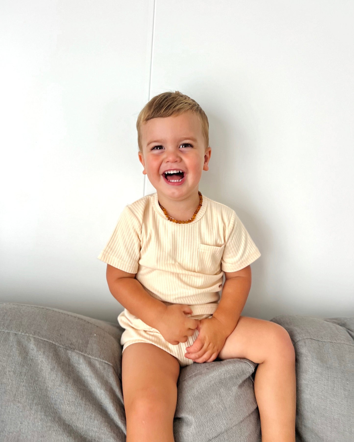 Luka Set Organic Ribbed Cotton (Butter)