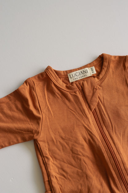 Bamboo Long-Sleeve Growsuit (Burnt Orange)