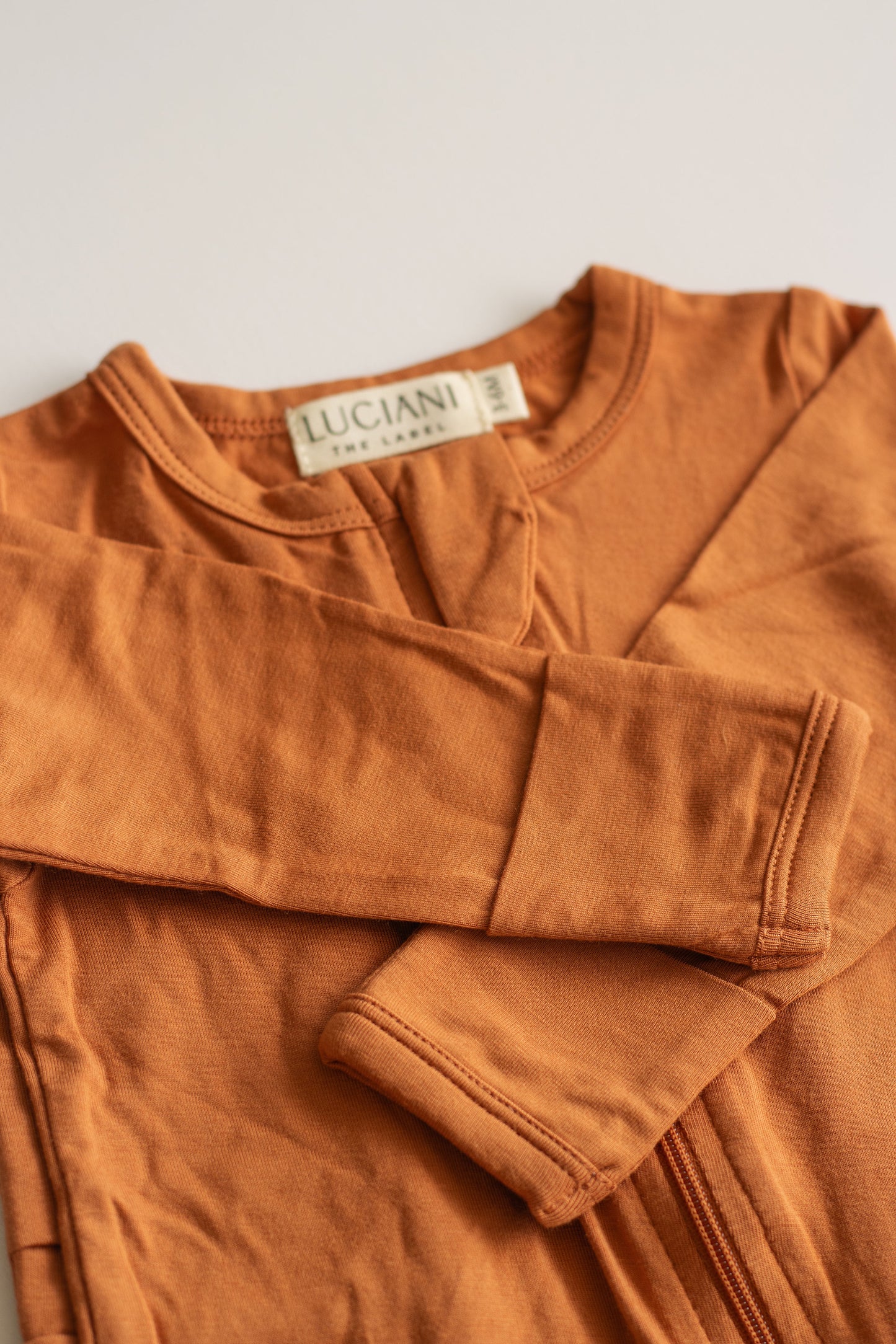 Bamboo Long-Sleeve Growsuit (Burnt Orange)