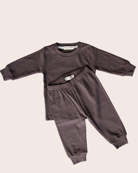 Remy - Organic Ribbed Cotton Two-Piece Set (Charcoal)