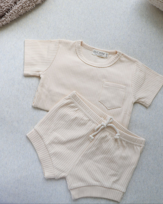 Luka Set Organic Ribbed Cotton (Butter)
