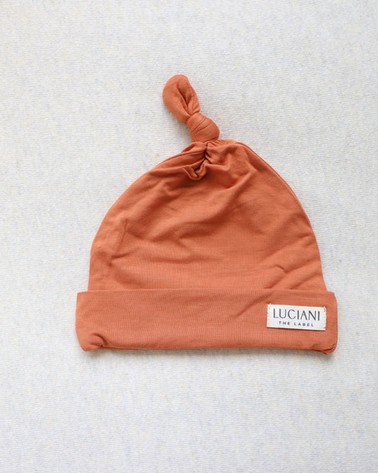 Bamboo Knotted Beanie - Burnt Orange