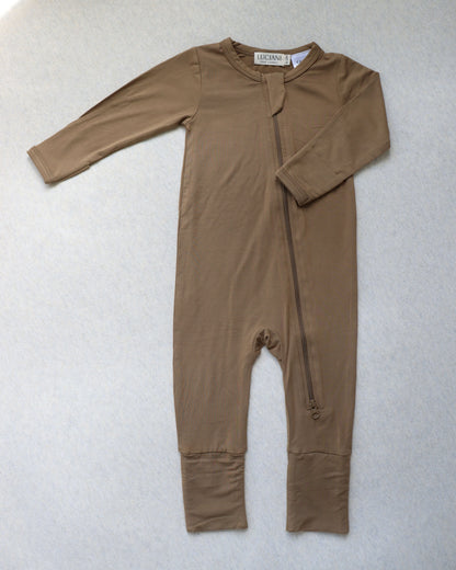 Bamboo Long-Sleeve Growsuit (Khaki)