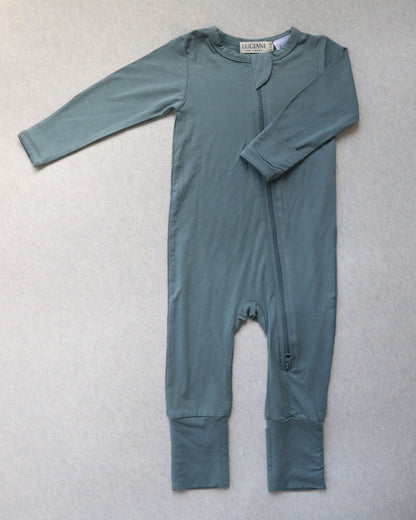 Bamboo Long-Sleeve Growsuit (Dusky Blue)